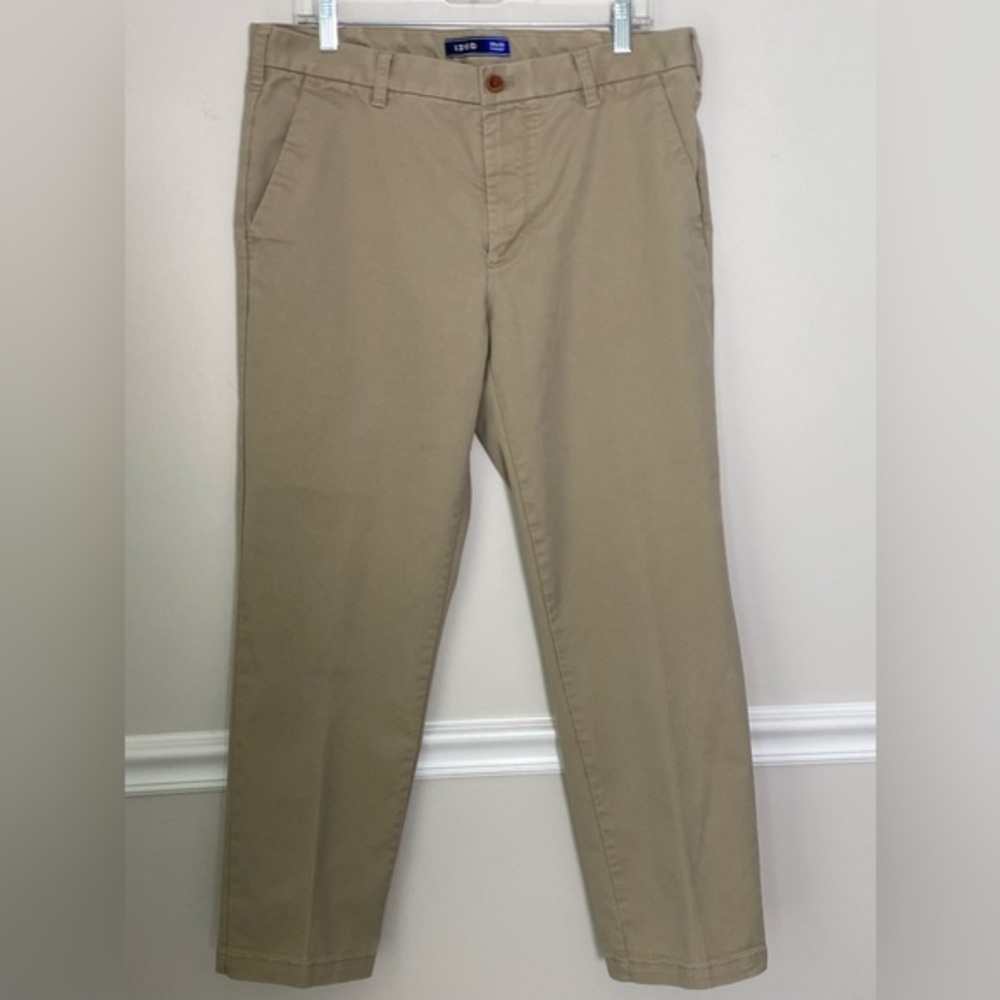 IZOD Performance Stretch Chino Pants Mens 34x29 (Tag 34x30) Khaki Straight Golf